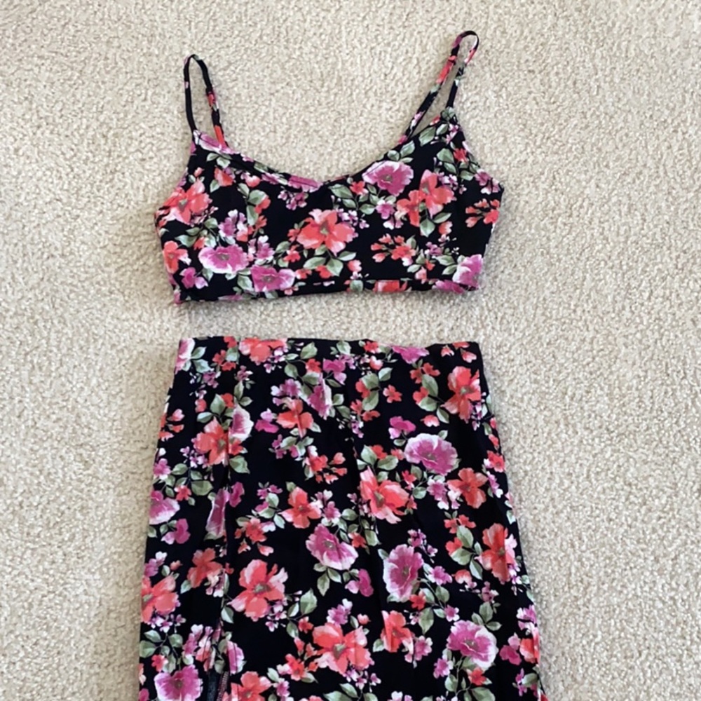 Matching set crop top and skirt